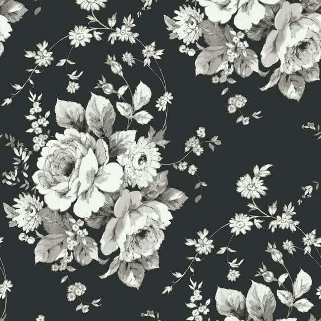 heritage-rose-black-grey-wallpaper-york-wallcoverings-fh4088 - York Wallcoverings Wallpaper