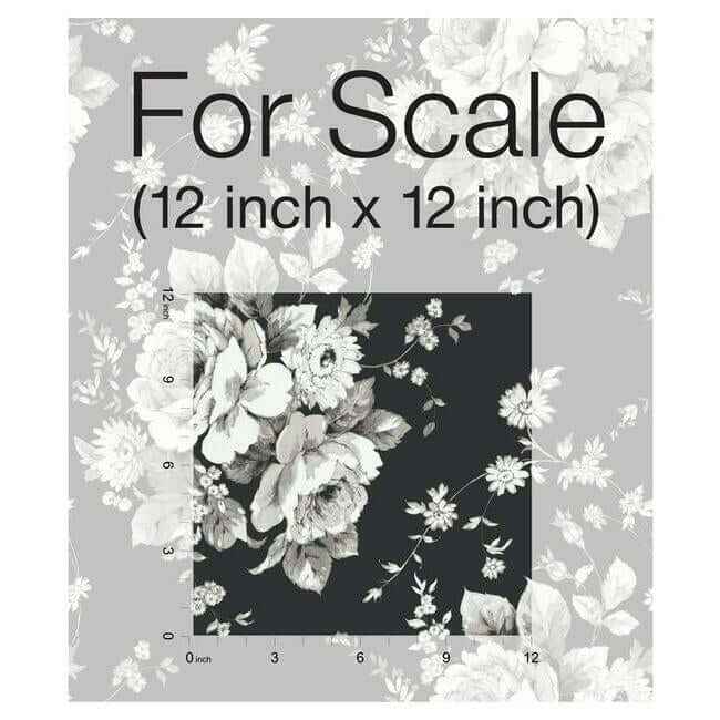 Heritage Rose Black & Grey Wallpaper - York Wallcoverings - FH4088 - York Wallcoverings Wallpaper