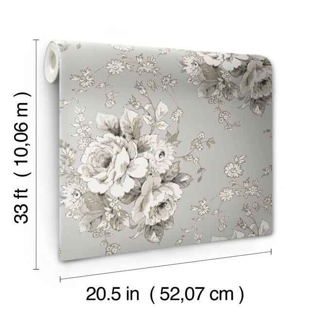 Heritage Rose Taupe Wallpaper - York Wallcoverings - FH4089 - York Wallcoverings Wallpaper