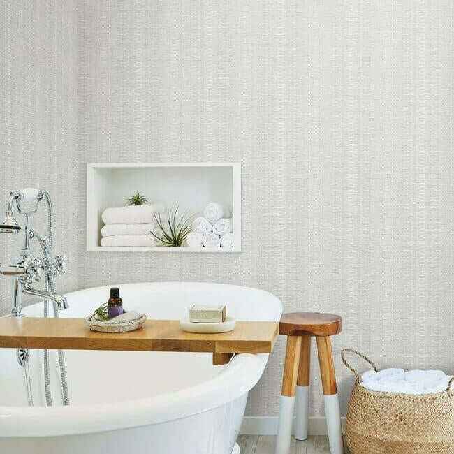 Market Stripe Grey Wallpaper - York Wallcoverings - FH4015 - York Wallcoverings Wallpaper