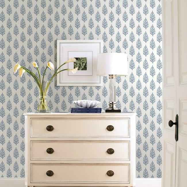 Paisley on Calico Blue Wallpaper - York Wallcoverings - FH4068 - York Wallcoverings Wallpaper