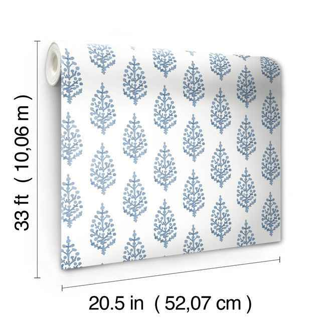 Paisley on Calico Blue Wallpaper - York Wallcoverings - FH4068 - York Wallcoverings Wallpaper