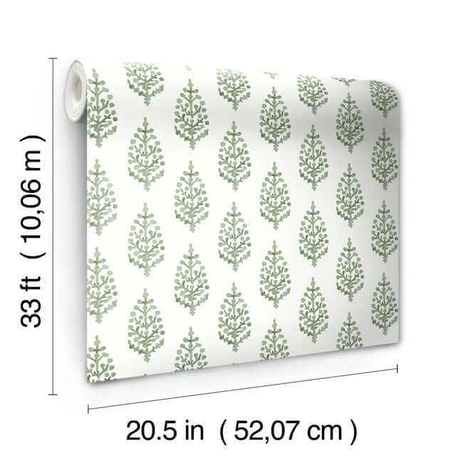 Paisley on Calico Green Wallpaper - York Wallcoverings - FH4067 - York Wallcoverings Wallpaper