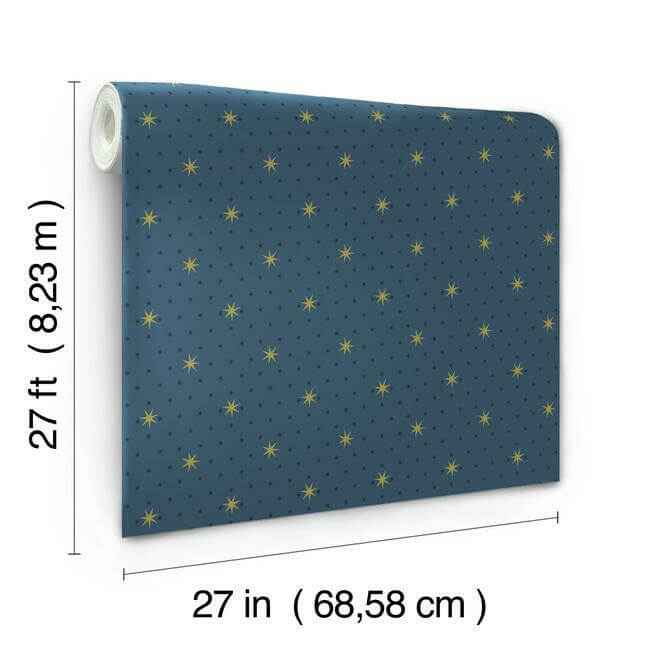 Stella Star Navy Metallic Wallpaper - York Wallcoverings - SP1498 - York Wallcoverings Wallpaper
