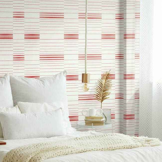 Red & White Dashing Stripe Wallpaper - York Wallcoverings - SR1577 - York Wallcoverings Wallpaper