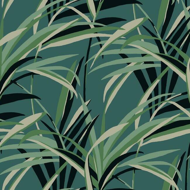 tropical-paradise-wallpaper-green-dark-teal-york-wallcoverings-tc2607