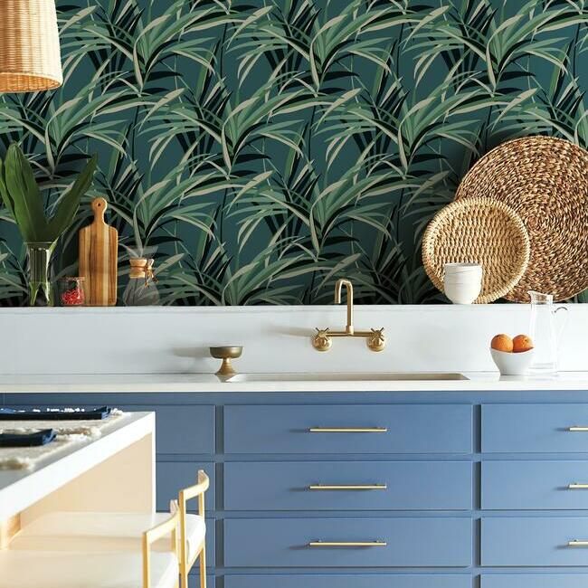 tropical-paradise-wallpaper-green-dark-teal-york-wallcoverings-tc2607