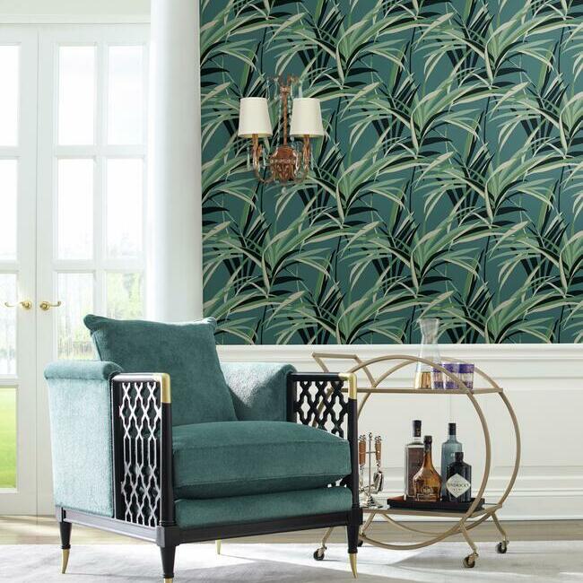 tropical-paradise-wallpaper-green-dark-teal-york-wallcoverings-tc2607