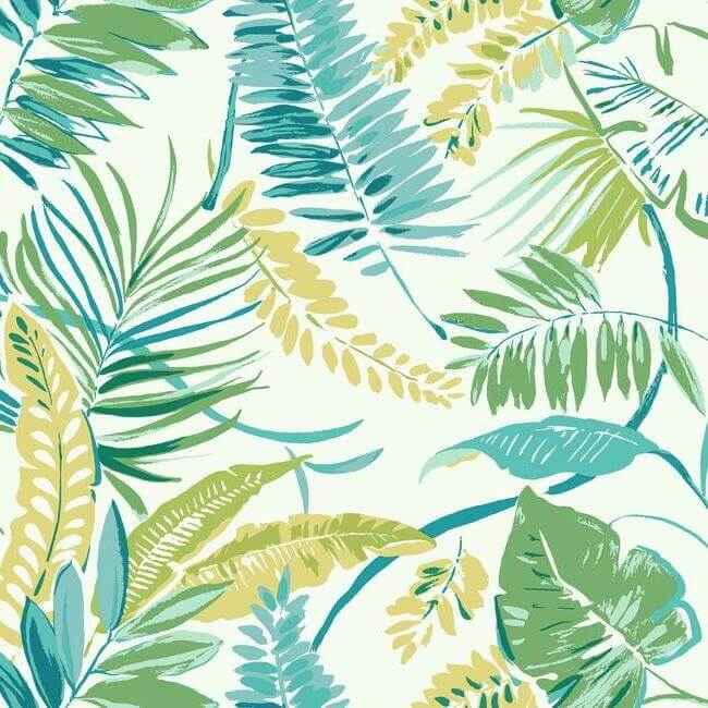 Tropical Toss Aqua & Yellow Wallpaper - York Wallcoverings - TC2626 - York Wallcoverings Wallpaper