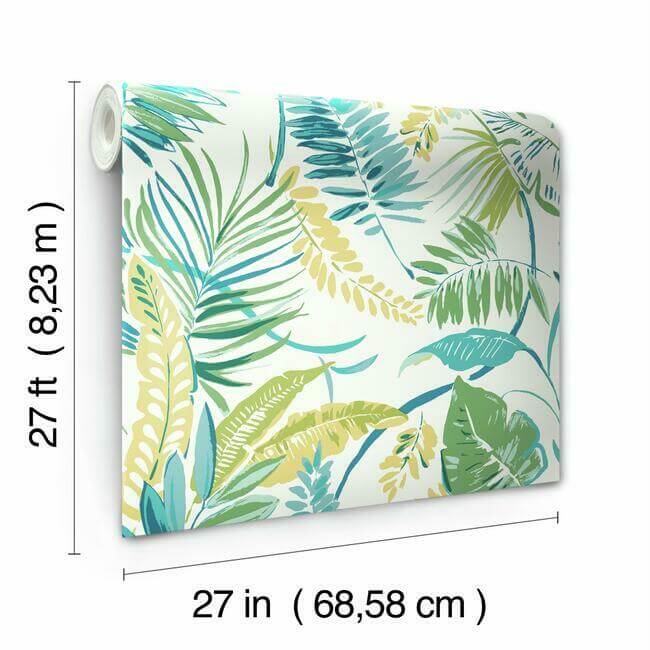 tropical-toss-wallpaper-aquayellow-york-wallcoverings-tc2626 - York Wallcoverings Wallpaper