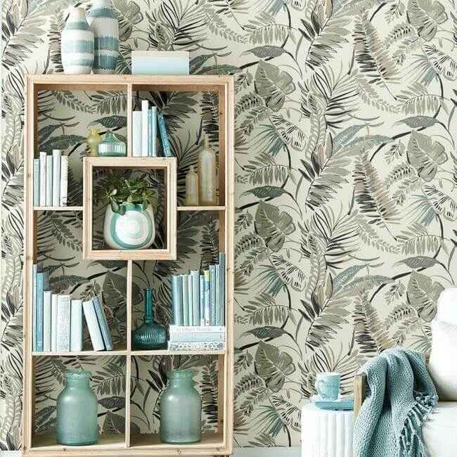 Tropical Toss White Wallpaper - York Wallcoverings - TC2622