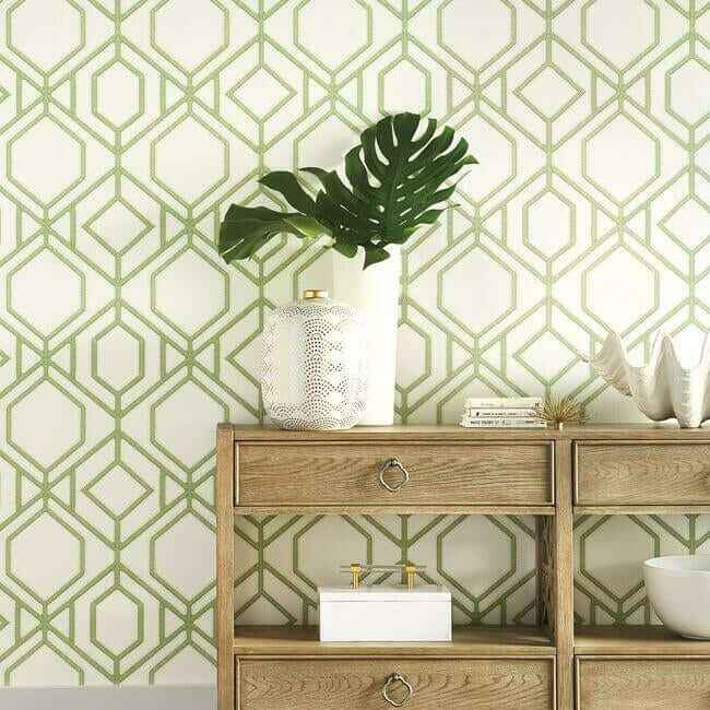 Sawgrass Trellis Green Wallpaper - York Wallcoverings - TC2631 - York Wallcoverings Wallpaper