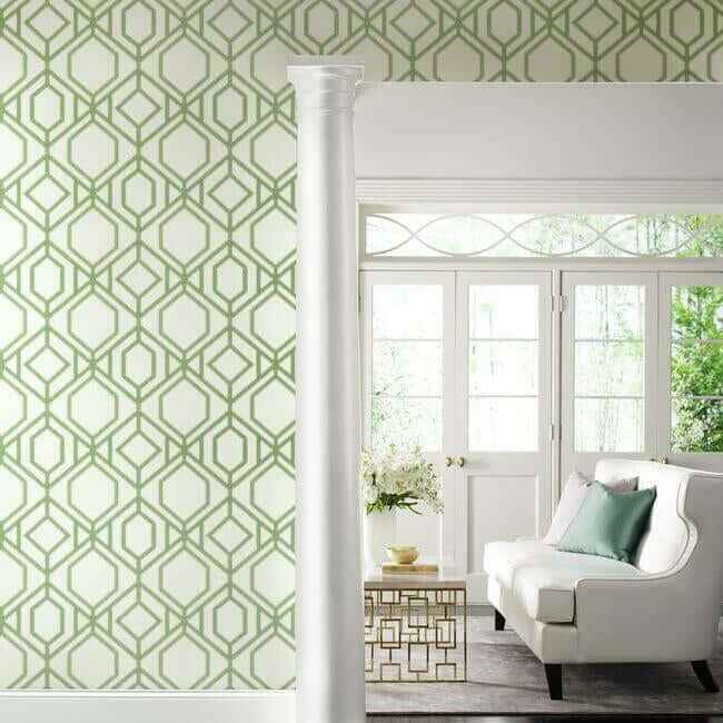 Sawgrass Trellis Green Wallpaper - York Wallcoverings - TC2631 - York Wallcoverings Wallpaper