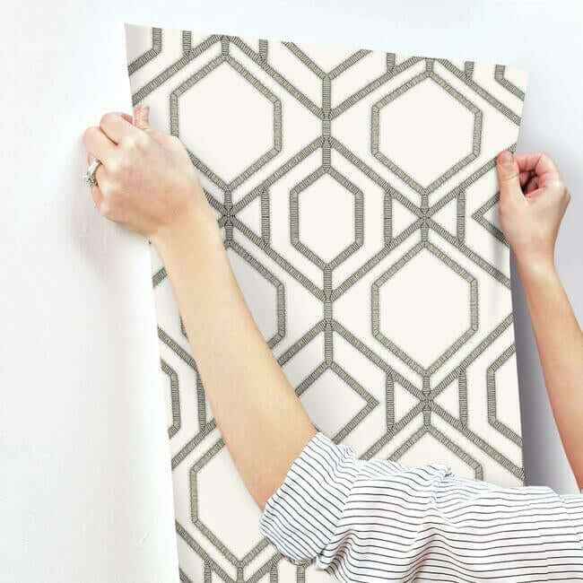Sawgrass Trellis White & Taupe Wallpaper - York Wallcoverings - TC2635 - York Wallcoverings Wallpaper
