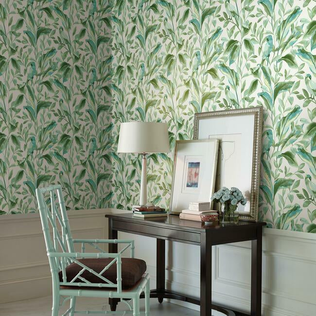 tropical-love-birds-wallpaper-white-aqua-york-wallcoverings-tc2654