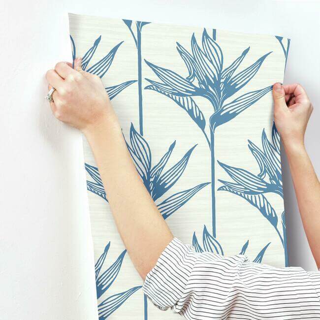 bird-of-paradise-wallpaper-blue-york-wallcoverings-tc2671 - York Wallcoverings Wallpaper