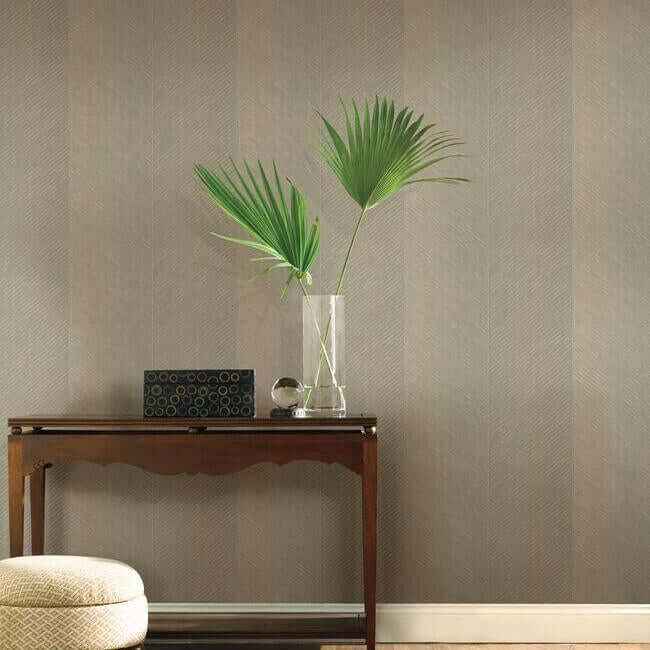 Palm Chevron Taupe & Gold Wallpaper - York Wallcoverings - TC2699 - York Wallcoverings Wallpaper