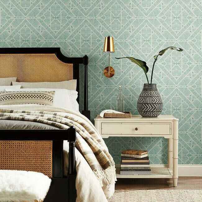 Diamond Macrame Aqua Wallpaper - York Wallcoverings - TC2705 - York Wallcoverings Wallpaper