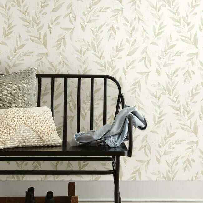 Magnolia Home Olive Branch Beige Peel & Stick Wallpaper - York Wallcoverings - PSW1158RL - York Wallcoverings Wallpaper
