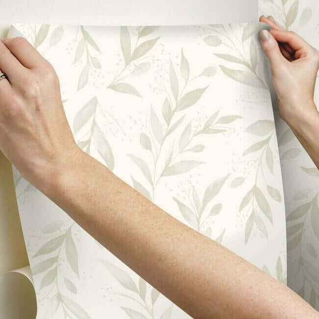 Magnolia Home Olive Branch Beige Peel & Stick Wallpaper - York Wallcoverings - PSW1158RL - York Wallcoverings Wallpaper