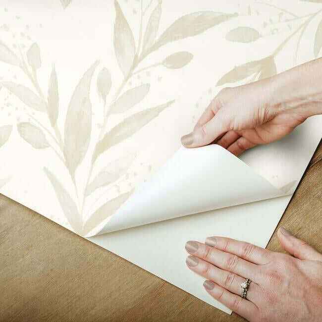 Magnolia Home Olive Branch Beige Peel & Stick Wallpaper - York Wallcoverings - PSW1158RL - York Wallcoverings Wallpaper