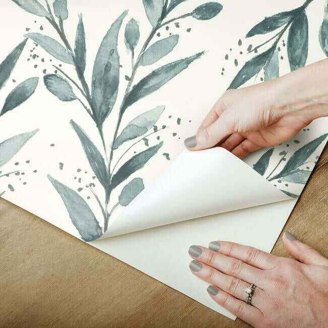 Magnolia Home Olive Branch Teal Peel & Stick Wallpaper - York Wallcoverings - PSW1002RL - York Wallcoverings Wallpaper