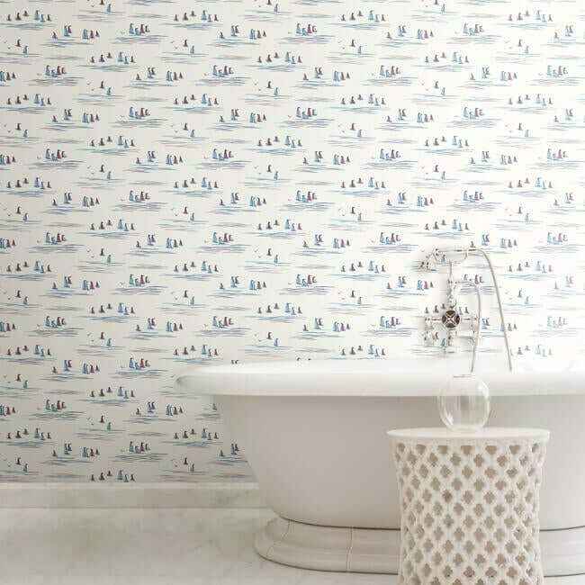 Full Sails Blue & Red Wallpaper - York Wallcoverings - CV4461 - York Wallcoverings Wallpaper