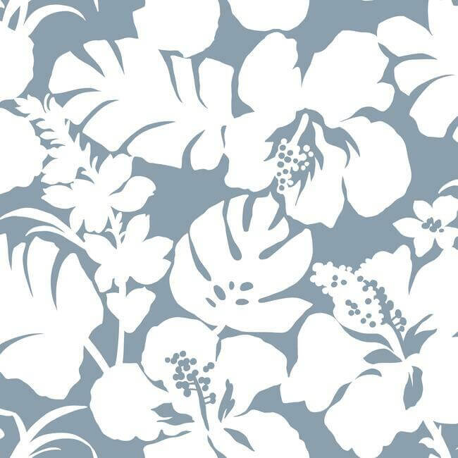 hibiscus-arboretum-blue-wallpaper-york-wallcoverings-cv4440 - York Wallcoverings Wallpaper