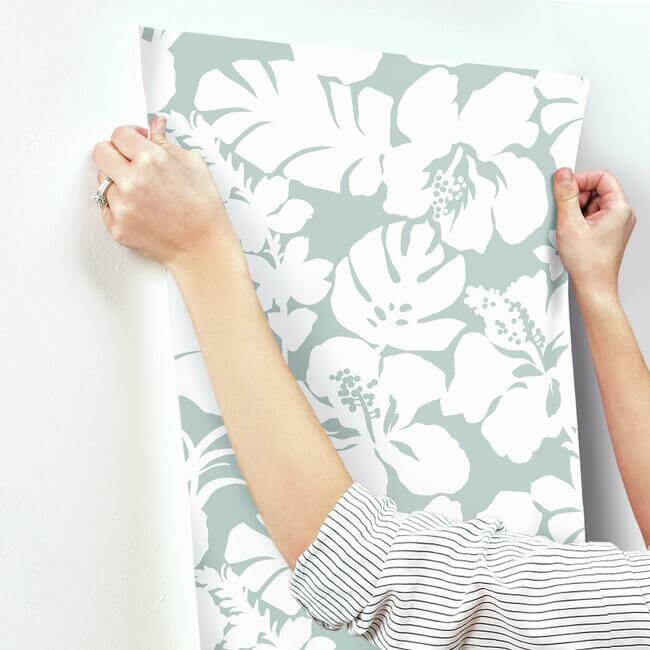 hibiscus-arboretum-wallpaper-verdigris-york-wallcoverings-cv4439 - York Wallcoverings Wallpaper
