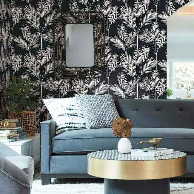 King Palm Silhouette Blue Wallpaper - York Wallcoverings - CV4409 - York Wallcoverings Wallpaper