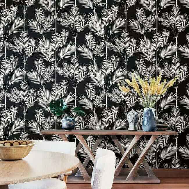 King Palm Silhouette Blue Wallpaper - York Wallcoverings - CV4409 - York Wallcoverings Wallpaper