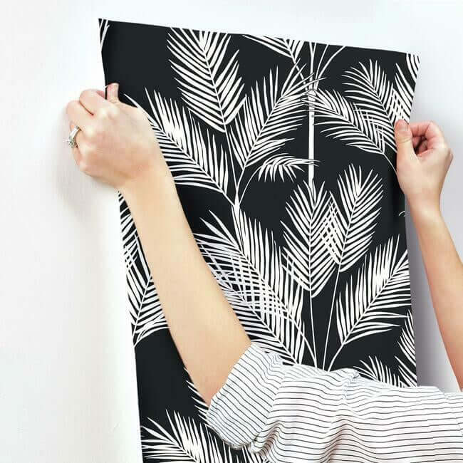king-palm-silhouette-blue-wallpaper-york-wallcoverings-cv4409 - York Wallcoverings Wallpaper