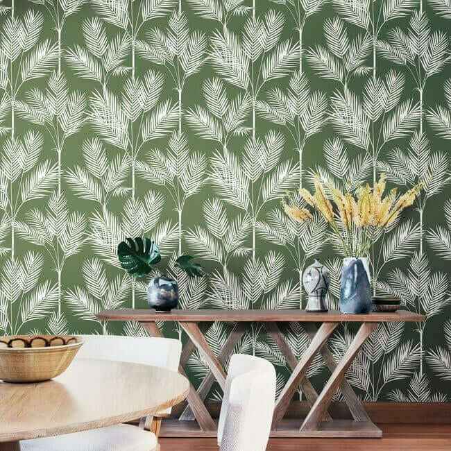 King Palm Silhouette Green Wallpaper - York Wallcoverings - CV4411 - York Wallcoverings Wallpaper
