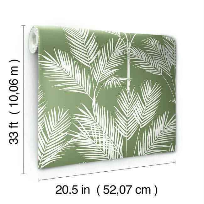 King Palm Silhouette Green Wallpaper - York Wallcoverings - CV4411 - York Wallcoverings Wallpaper