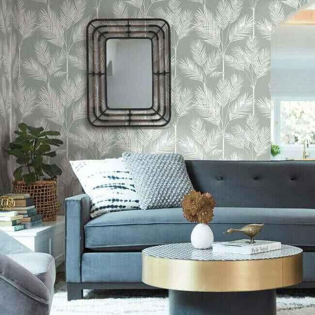 King Palm Silhouette Grey Wallpaper - York Wallcoverings - CV4412 - York Wallcoverings Wallpaper