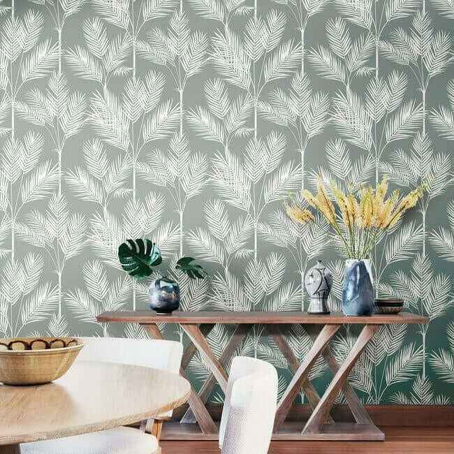 King Palm Silhouette Grey Wallpaper - York Wallcoverings - CV4412 - York Wallcoverings Wallpaper