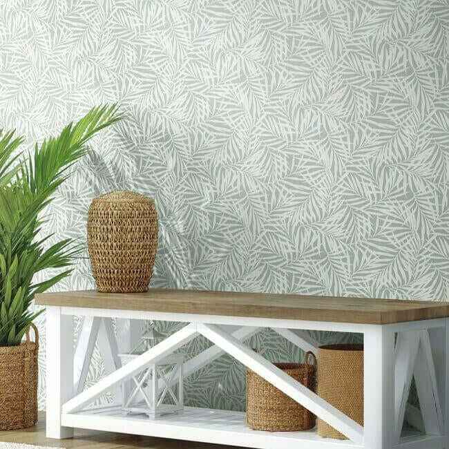 Oahu Fronds Light Green & White Wallpaper - York Wallcoverings - CV4434 - York Wallcoverings Wallpaper