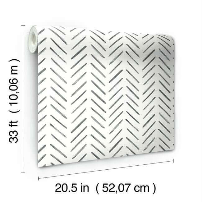 painted-herringbone-wallpaper-black-york-wallcoverings-cv4454 - York Wallcoverings Wallpaper