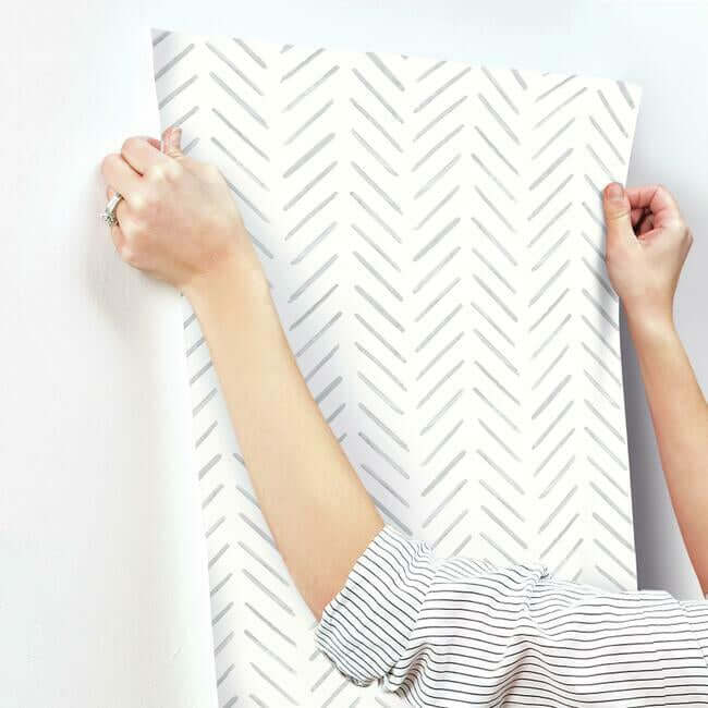 painted-herringbone-grey-wallpaper-york-wallcoverings-cv4453 - York Wallcoverings Wallpaper