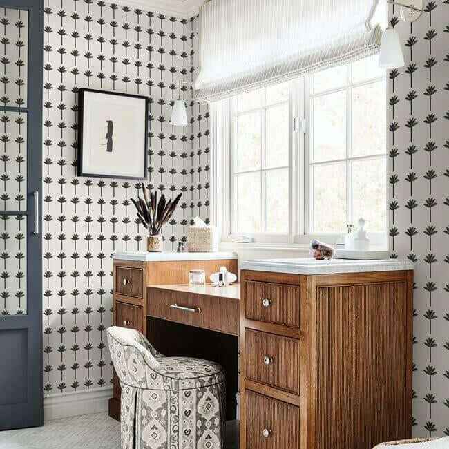 Palm Bay Black Wallpaper - York Wallcoverings - CV4417 - York Wallcoverings Wallpaper