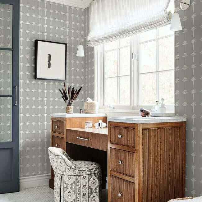 Palm Bay Grey Wallpaper - York Wallcoverings - CV4421 - York Wallcoverings Wallpaper