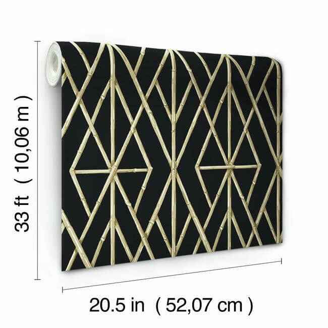 Riviera Bamboo Trellis Black Wallpaper - York Wallcoverings - CV4448 - York Wallcoverings Wallpaper