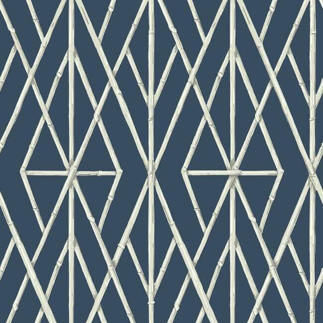 riviera-bamboo-trellis-navy-wallpaper-york-wallcoverings-cv4449 - York Wallcoverings Wallpaper