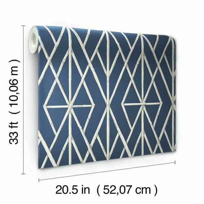 Riviera Bamboo Trellis Navy Wallpaper - York Wallcoverings - CV4449 - York Wallcoverings Wallpaper
