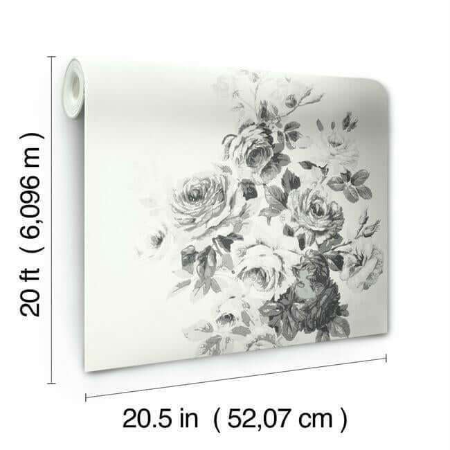 magnolia-home-tea-rose-white-black-peel-stick-wallpaper-york-wallcoverings-psw1157rl - York Wallcoverings Wallpaper