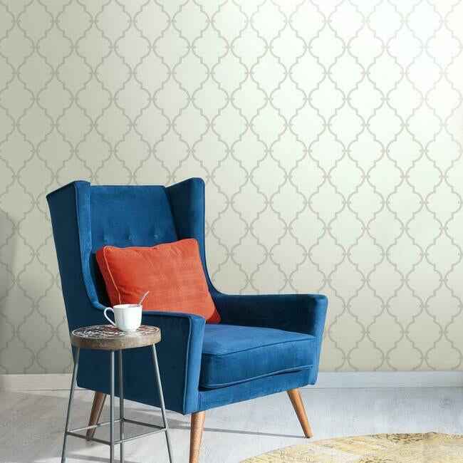 Modern Trellis Sure Strip Wallpaper Stone - York Wallcoverings - YS9102 - York Wallcoverings Wallpaper