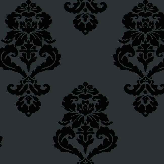 Graphic Damask Black Wallpaper - York Wallcoverings - BL0397 - York Wallcoverings Wallpaper