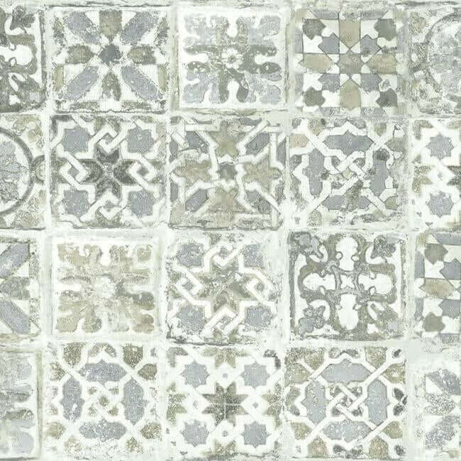 ecaustic-tile-grey-peel-stick-wallpaper-york-wallcoverings-psw1301rl - York Wallcoverings Wallpaper
