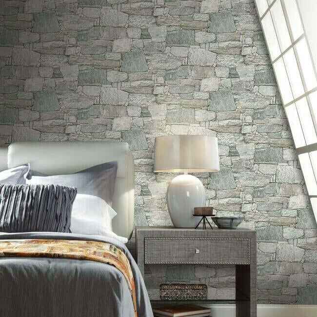 Chateau Stone Grey & Beige Peel & Stick Wallpaper - York Wallcoverings - PSW1307RL