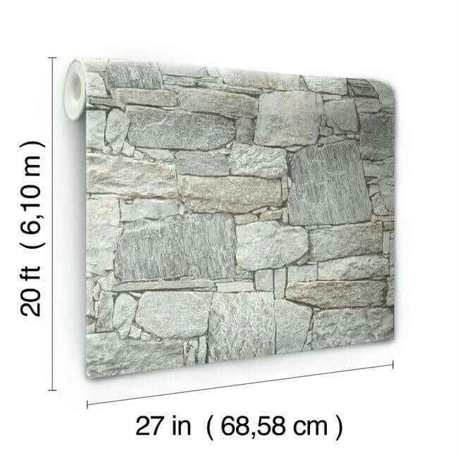 Chateau Stone Grey & Beige Peel & Stick Wallpaper - York Wallcoverings - PSW1307RL - York Wallcoverings Wallpaper